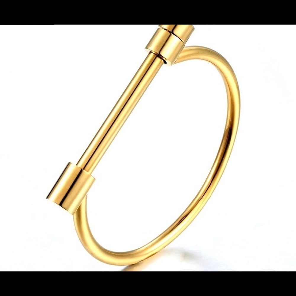 New Stainless Steel Goldtone Bar Bracelet